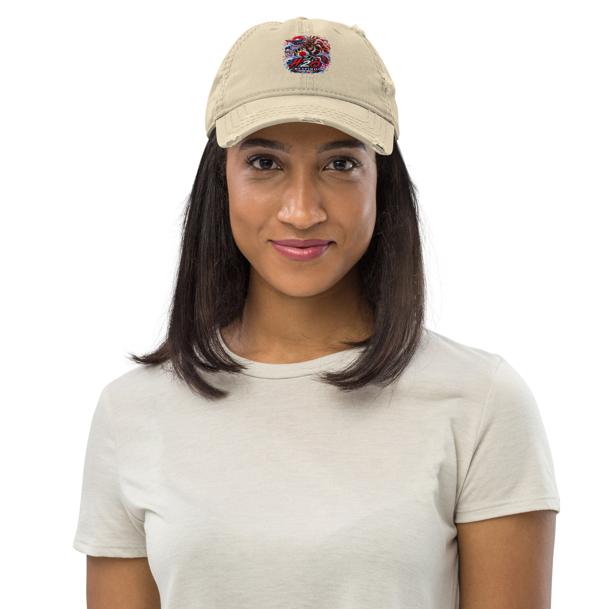 Casquette Dragon Flow – Édition Japon H2O RESPIRO beige, vue de face, avec motif dragon brodé.