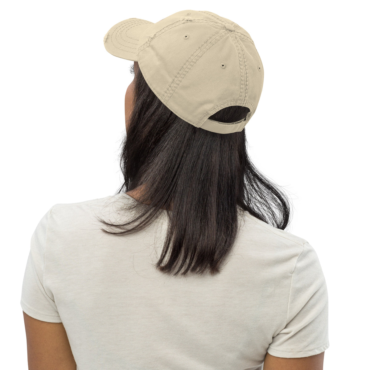 Casquette Dragon Flow – Édition Japon H2O RESPIRO beige, vue arrière gauche avec sangle réglable.