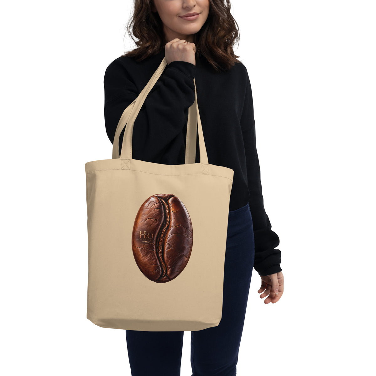Tote Bag Bio H2O RESPIRO beige, vue de face, avec motif moto imprimé.