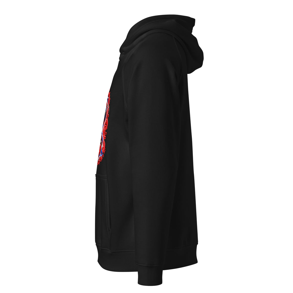 Hoodie Dragon Flow – Édition France H2O RESPIRO noir, vue de gauche avec grand motif Dragon Flow.