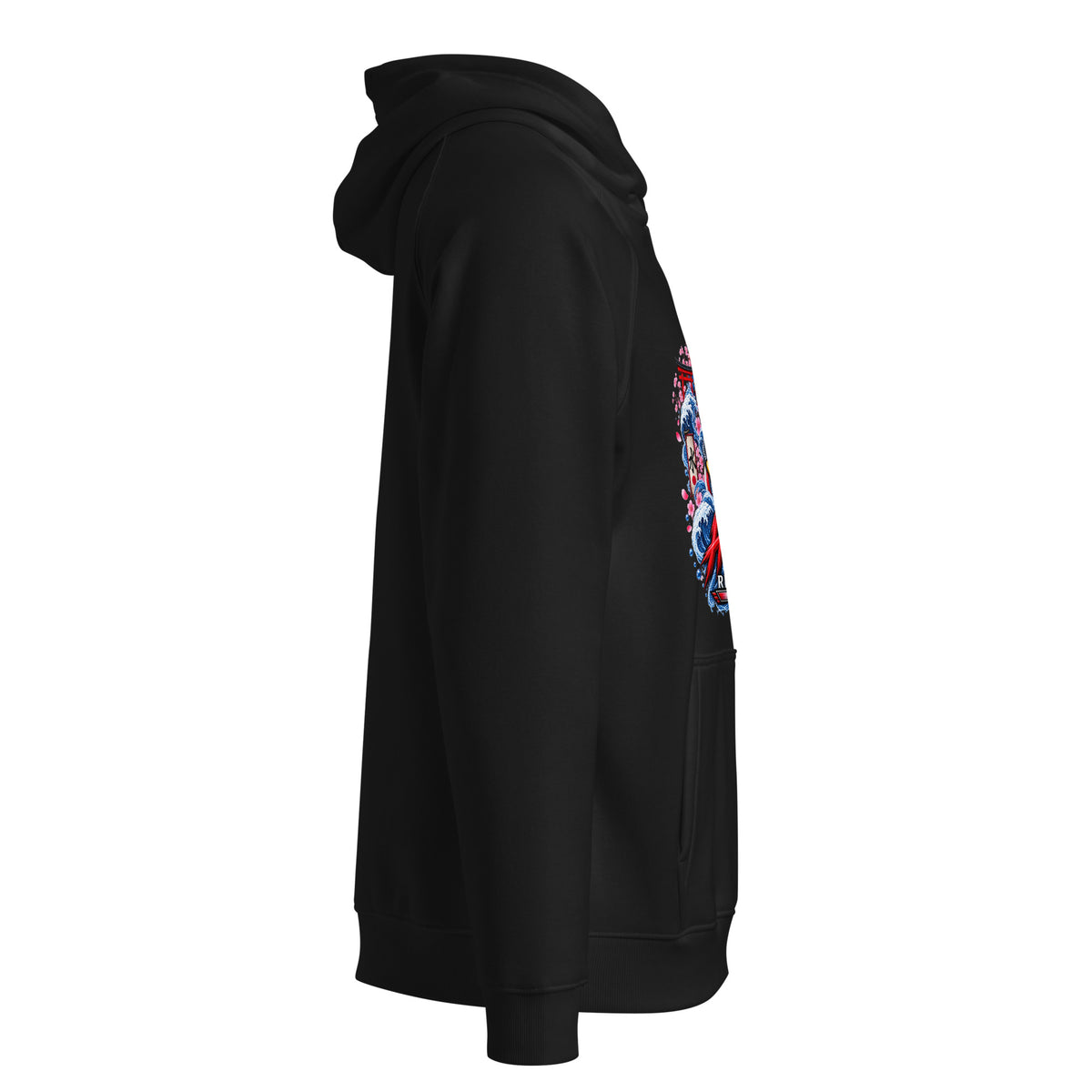 Hoodie Dragon Flow – Édition Japon H2O RESPIRO noir, vue de droite avec grand motif Dragon Flow.