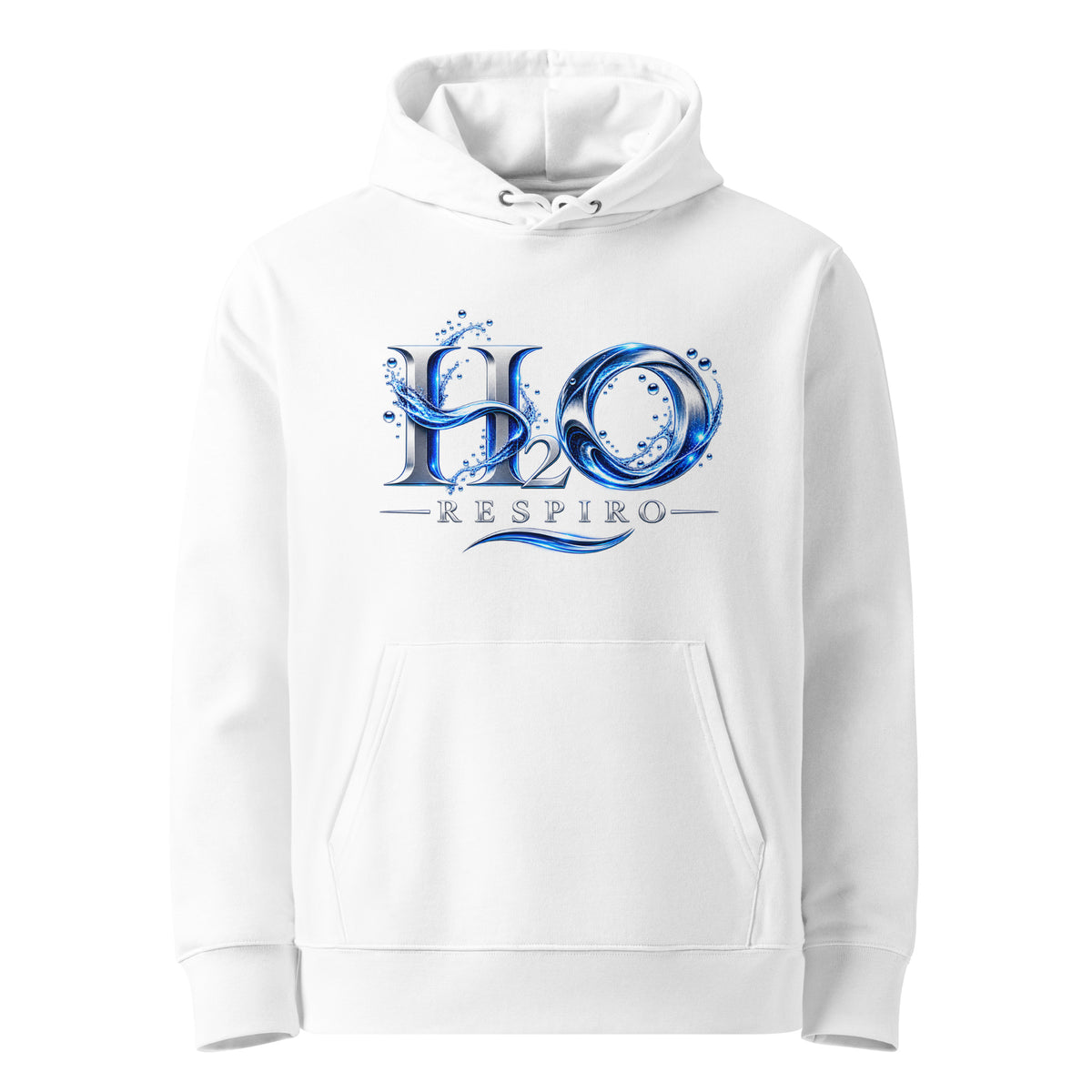 Hoodie premium H2O Signature H2O RESPIRO, blanc, vue de face.