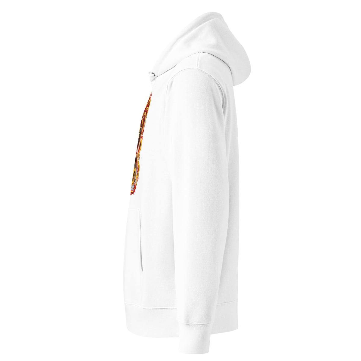 Hoodie premium Dragon Flow – Édition Espagne H2O RESPIRO, blanc, vue de profil gauche.