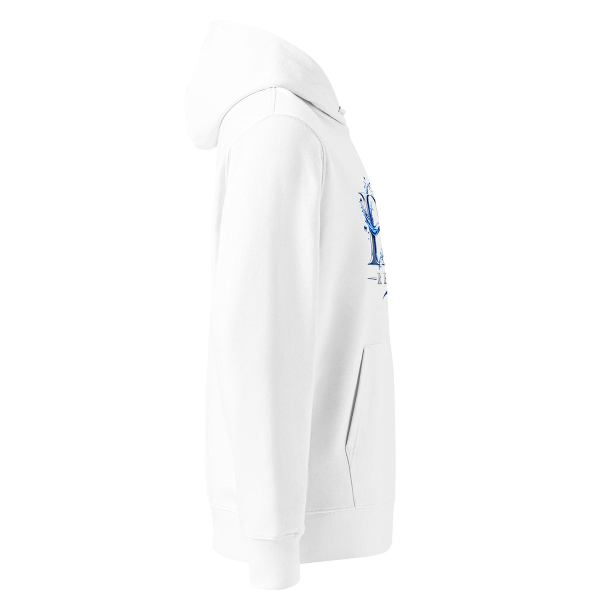 Hoodie premium H2O Signature H2O RESPIRO, blanc, vue de profil droit.