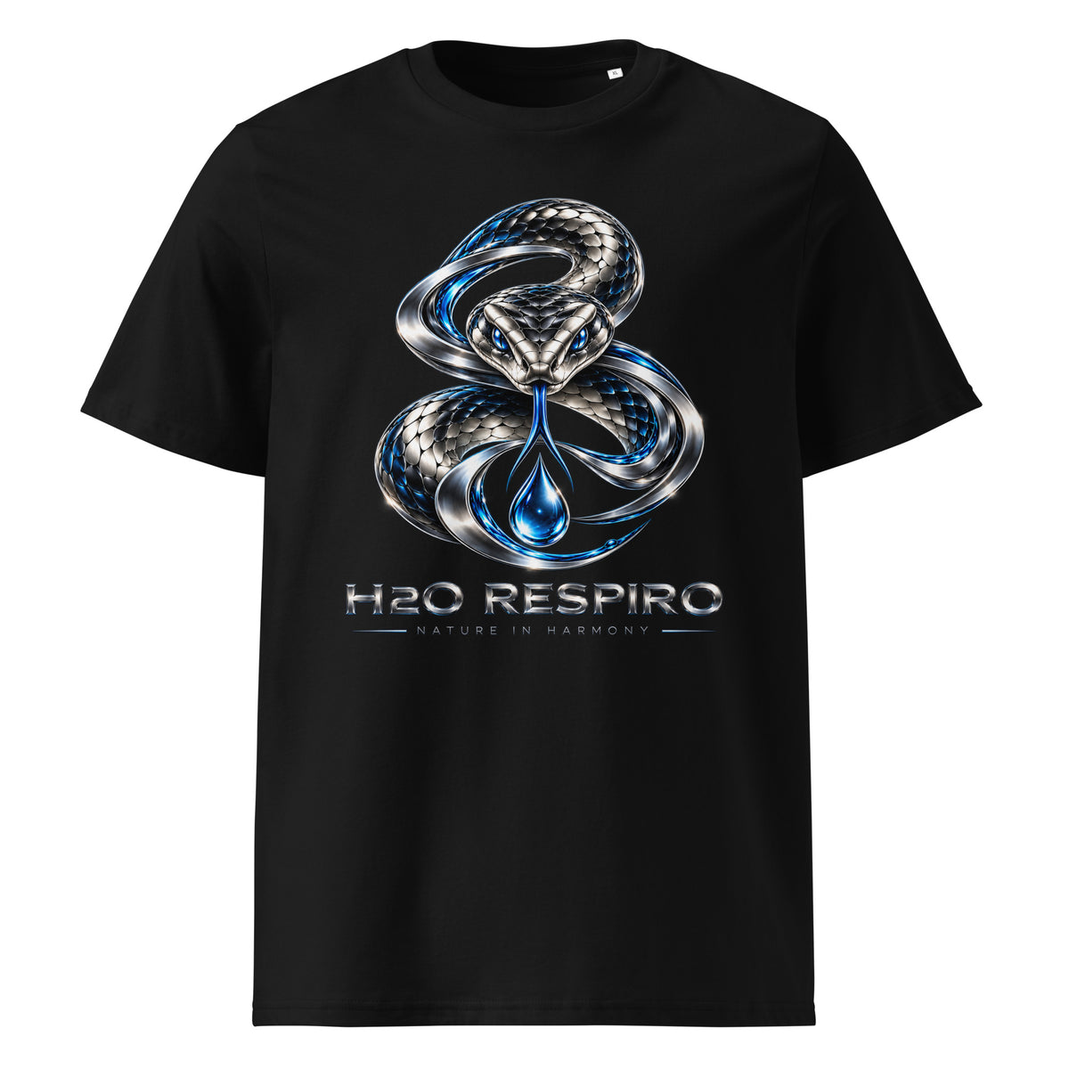 Unisex Snake T-shirt – H2O RESPIRO ANIMALS Edition, black, front view