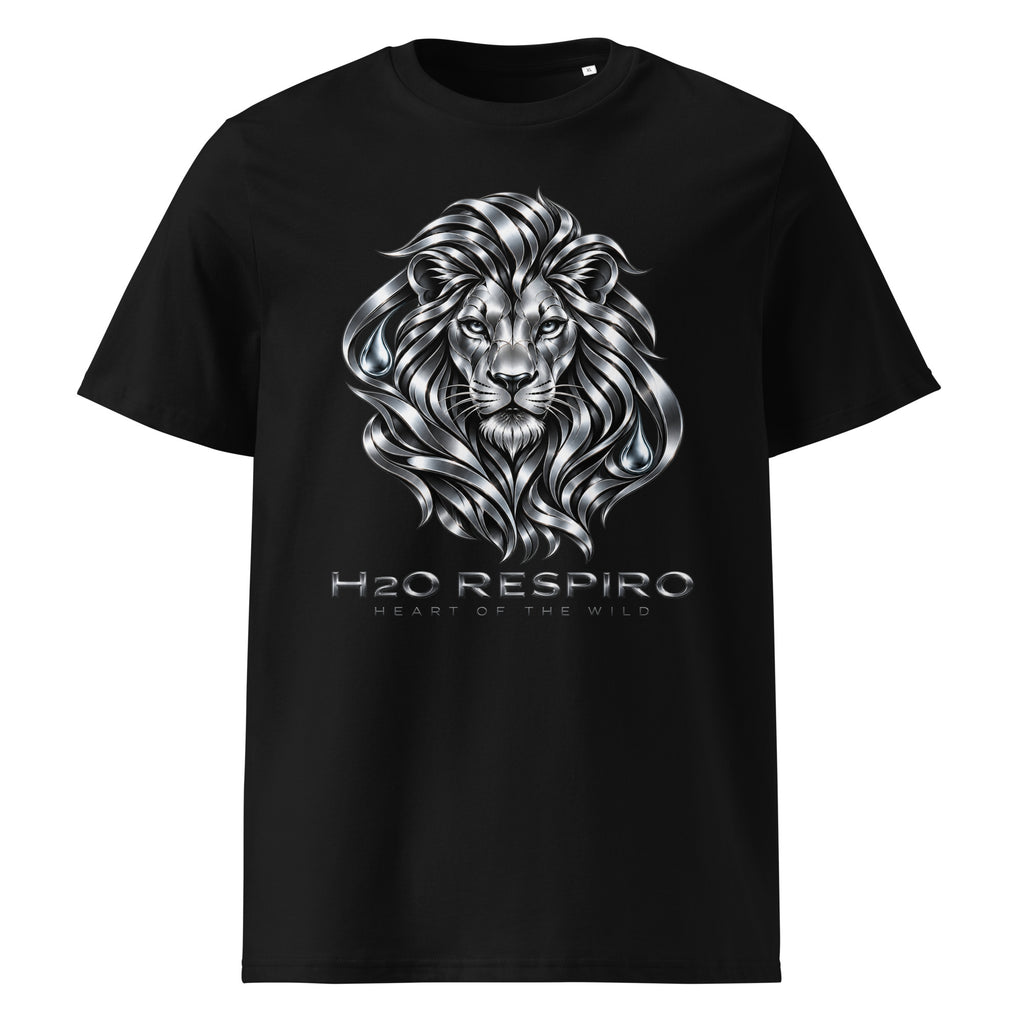 Unisex Lion T-shirt – H2O RESPIRO ANIMALS Edition, black, front view