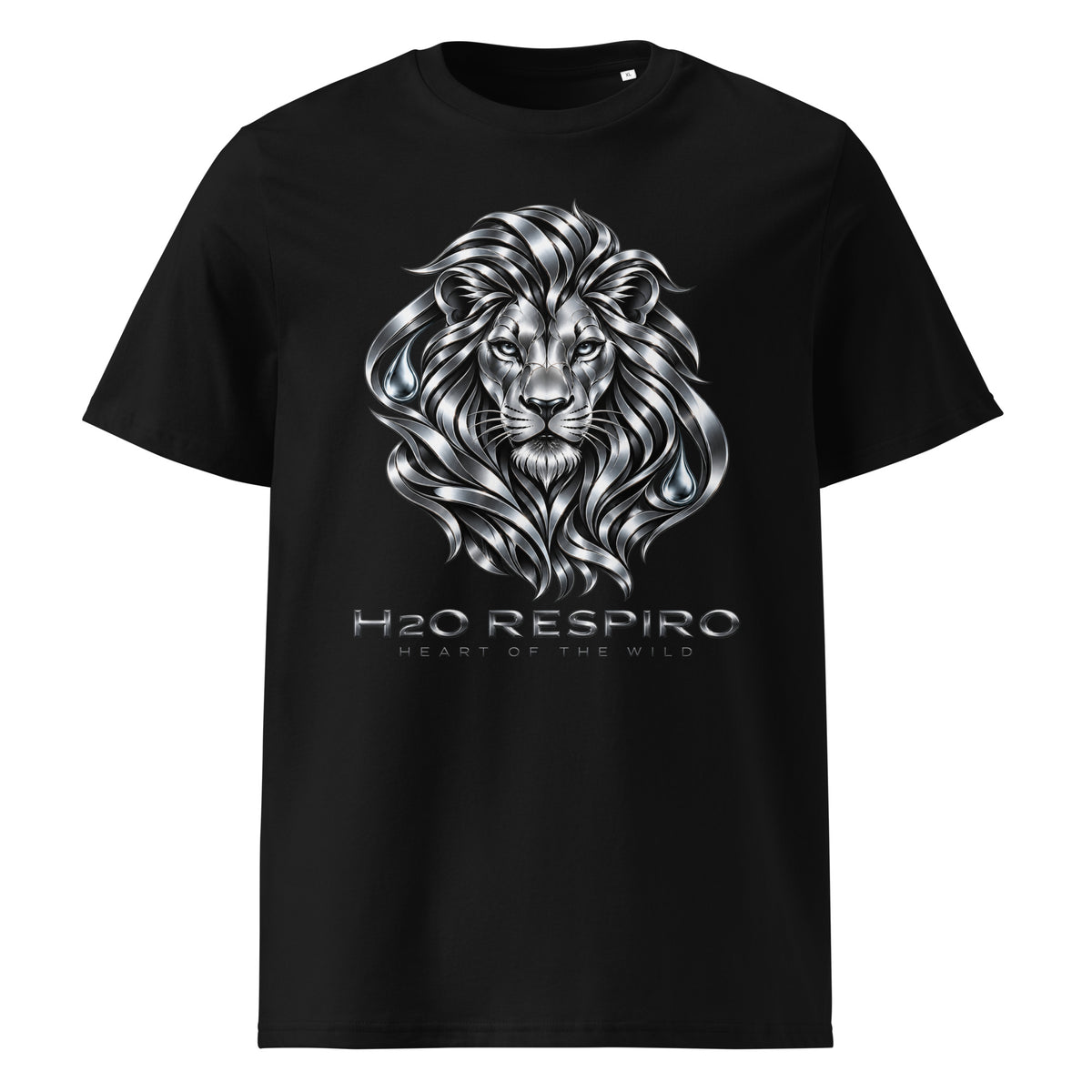 Unisex Lion T-shirt – H2O RESPIRO ANIMALS Edition, black, front view