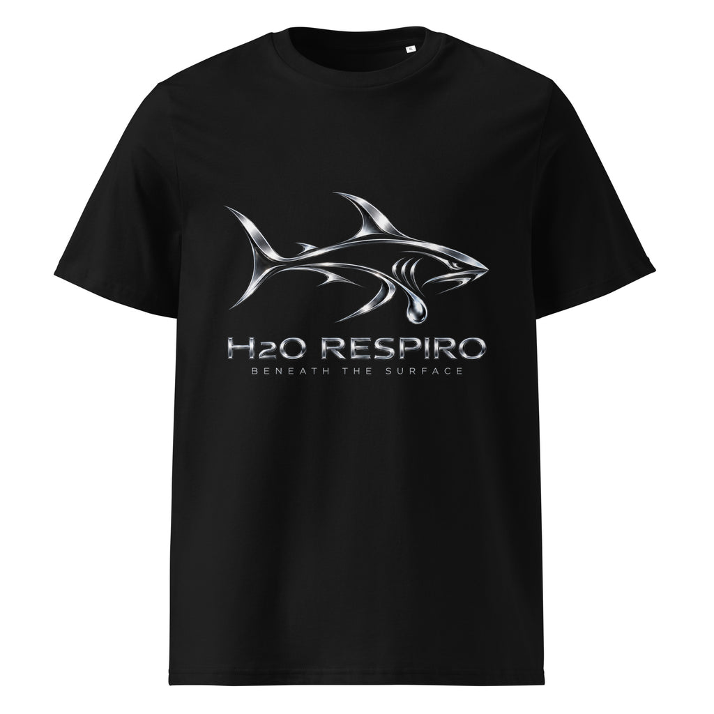 Unisex Shark T-shirt – H2O RESPIRO ANIMALS Edition, black, front view