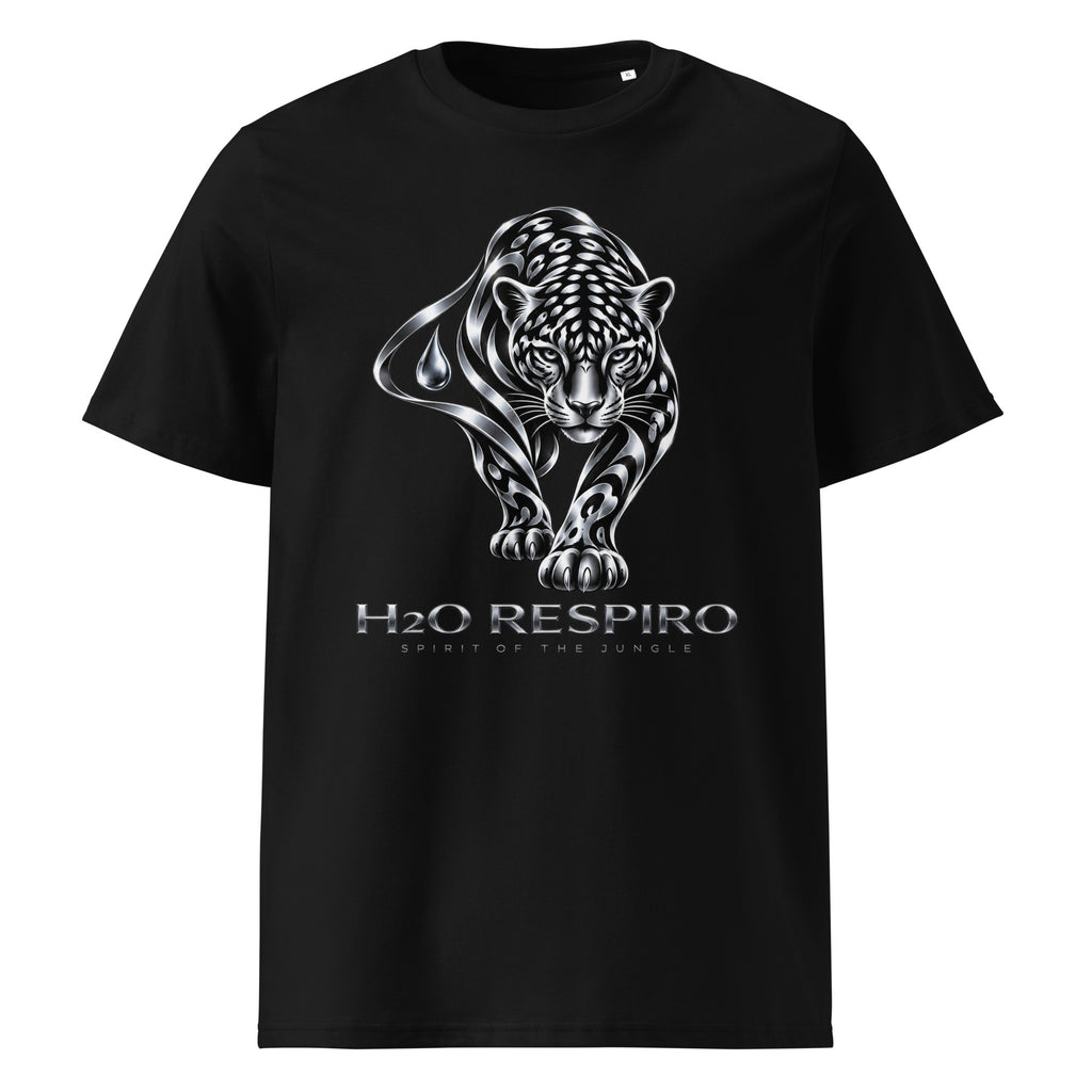 Unisex Jaguar T-shirt – H2O RESPIRO ANIMALS Edition, black, front view