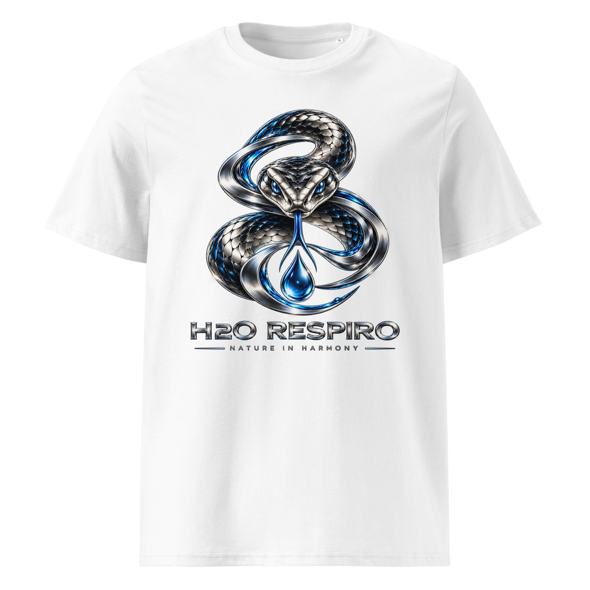 Unisex Snake T-shirt – H2O RESPIRO ANIMALS Edition, white, front view