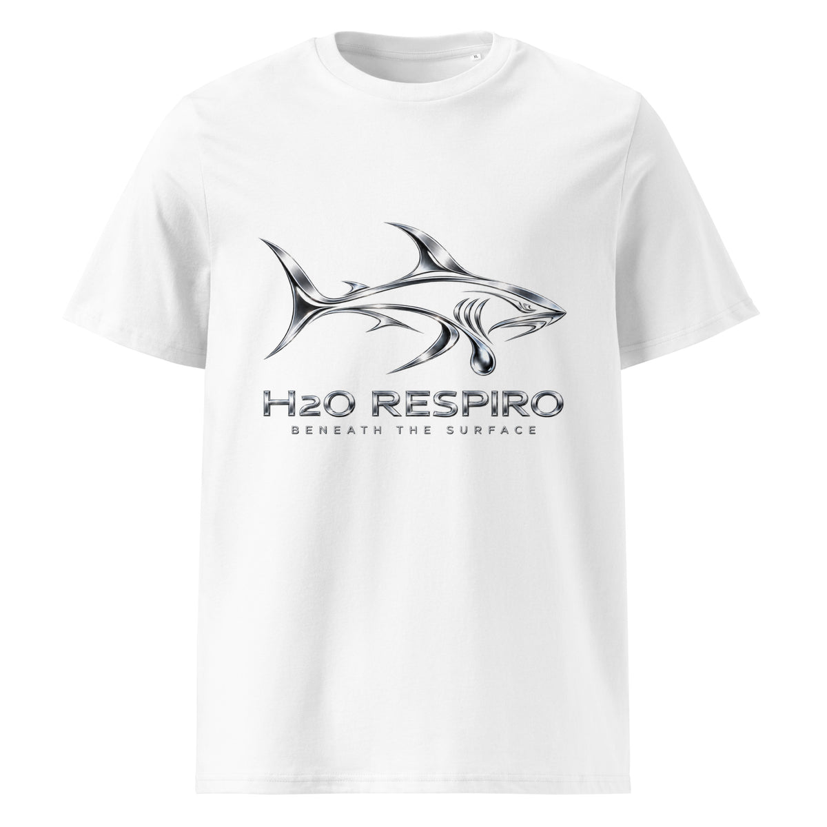 Unisex Shark T-shirt – H2O RESPIRO ANIMALS Edition, white, front view