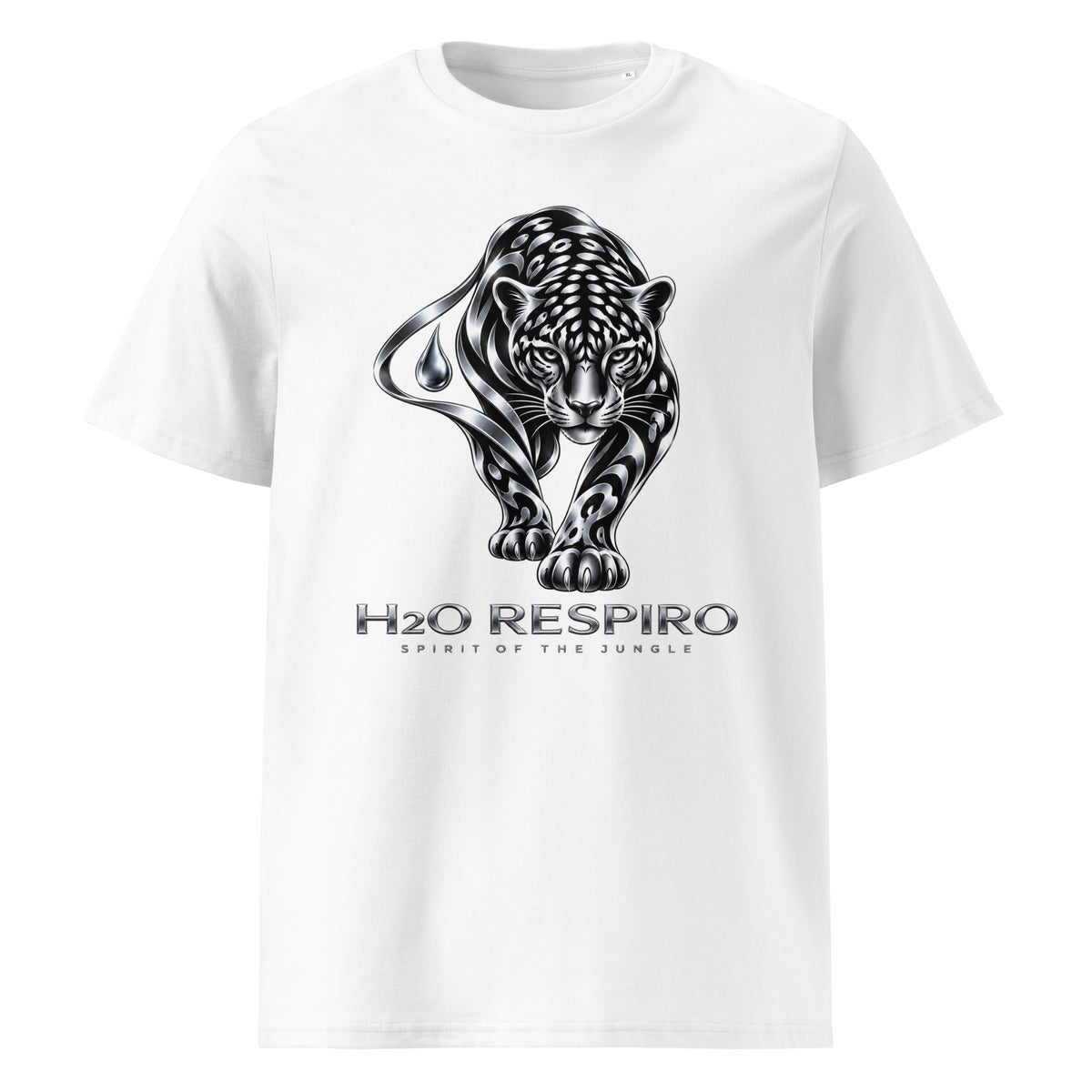 Unisex Jaguar T-shirt – H2O RESPIRO ANIMALS Edition, white, front view